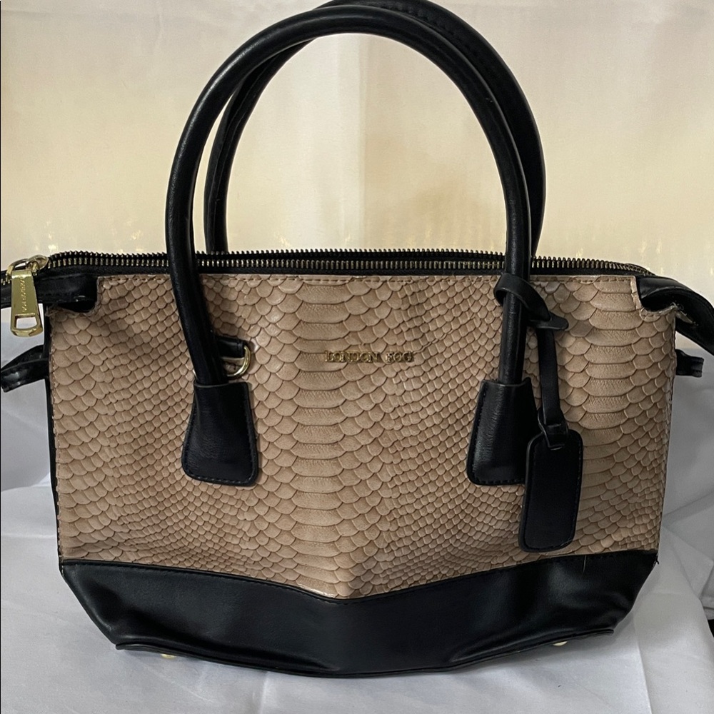 London Fog Beige and Black Satchel